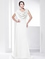 cheap Evening Dresses-Sheath / Column Elegant Dress Wedding Guest Formal Evening Sweep / Brush Train Sleeveless Scoop Neck Chiffon Cowl Back with Draping 2023