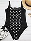 cheap One-piece swimsuits-Women&#039;s Plus Size Vintage One-piece Swimsuit Print Polka Dot Strap Swimwear Bathing Suits Black