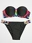 cheap Women&#039;s Swimwear-Women&#039;s Swimwear Bikini Swimsuit Print Geometric Black Bandeau Strapless Bathing Suits / Padded Bras