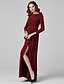 cheap Special Occasion Dresses-A-Line Boat Neck / Bateau Neck Floor Length Linen Formal Evening Dress with Side Draping / Split Front 2020