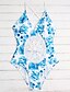 cheap Women&#039;s Swimwear &amp; Bikinis-Women&#039;s Floral / Color Block Blue Pink One-piece Swimwear - Multi Color / Sexy Print M L XL