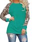 voordelige Grote maten topjes-Women&#039;s Blouse Leopard Cheetah Print Plus Size Round Neck Going out Patchwork Long Sleeve Tops Streetwear Green White Black