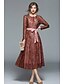 cheap Women&#039;s Dresses-Women&#039;s Maxi Wine Dress Street chic Fall Going out Work A Line Color Block Solid Colored M L