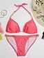 cheap Bikinis-Women&#039;s Basic Strap Red Triangle Thong Bikini Swimwear Swimsuit - Solid Colored S M L Red / Sexy
