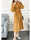 cheap Women&#039;s Dresses-Women&#039;s Casual / Daily Chiffon Dress - Color Block Print Crew Neck Spring Cotton Yellow L XL XXL