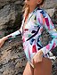 זול ביקיני ובגדי ים-בגדי ריקוד נשים מתוחכם חלק אחד (שלם) בגד ים תבנית גאומטרית כתפיה בגדי ים בגדי ים קשת