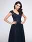 cheap Prom Dresses-A-Line Elegant Prom Formal Evening Dress V Neck Sleeveless Floor Length Tulle with Appliques 2022