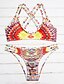 cheap Bikinis-Women&#039;s Swimwear Bikini Swimsuit Geometric Rainbow Halter Neck Bathing Suits Floral Boho