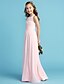 cheap Junior Bridesmaid Dresses-Princess / A-Line Jewel Neck Floor Length Chiffon / Lace Junior Bridesmaid Dress with Lace / Criss Cross