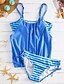 cheap One-piece swimsuits-Women&#039;s Plus Size Sports Multi-piece Swimsuit Cut Out Striped Strap Swimwear Bathing Suits Black Blue Dark Blue Gray / Sexy