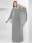 Χαμηλού Κόστους Βραδινά Φορέματα-Ίσια Γραμμή Κομψό Φόρεμα Επισκέπτης γάμου Μακρύ Αμάνικο Με Κόσμημα Σιφόν με Κρυστάλλινη λεπτομέρεια 2023