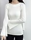 cheap Women&#039;s Sweaters-Women&#039;s Solid Colored Pullover Long Sleeve Regular Sweater Cardigans Boat Neck Fall Winter Wine White Black / Flare Sleeve