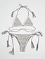 abordables Bikinis-Mujer Bañadores Bikini Traje de baño Color sólido Gris Triángulo Cuello halter Trajes de baño Boho