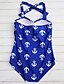 cheap Women&#039;s Swimwear &amp; Bikinis-Women&#039;s Floral One-piece Swimsuit Artistic Style Print Bandeau Swimwear Bathing Suits Navy Blue
