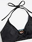 tanie Bikini-Damskie Jednolity Boho Bikini Kostium kąpielowy Nadruk Solidne kolory Na ramiączkach Stroje kąpielowe Kostiumy kąpielowe Czarny / Seksowny