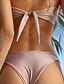 billiga Bikinis-Dam Solid Rodnande Rosa Svart Bikini Badkläder Baddräkt - Enfärgad Ren färg S M L Rodnande Rosa / 2 delar / Låg Midja