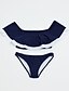 cheap Bikinis-Women&#039;s Lace Up Bikini Swimsuit Color Block Halter Neck Swimwear Bathing Suits Navy Blue / Sexy