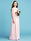 cheap Junior Bridesmaid Dresses-Princess / A-Line Jewel Neck Floor Length Chiffon / Lace Junior Bridesmaid Dress with Lace / Criss Cross