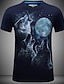 cheap Men&#039;s Tees &amp; Tank Tops-Men&#039;s Animal Wolf Print T-shirt Daily Round Neck Black / Blue / Summer / Short Sleeve