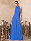 cheap Evening Dresses-Jumpsuits Hot Wedding Guest Formal Evening Valentine&#039;s Day Dress High Neck Backless Sleeveless Floor Length Chiffon with Pleats 2022