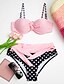 cheap Bikinis-Women&#039;s Bandeau Bikini Swimsuit Print Polka Dot Strap Swimwear Bathing Suits Red Pink