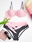 cheap Bikinis-Women&#039;s Bandeau Bikini Swimsuit Print Polka Dot Strap Swimwear Bathing Suits Red Pink