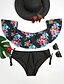 baratos Bikini-Mulheres Floral Boho Ombro a Ombro Branco Preto Bandeau Slip Biquíni Roupa de Banho roupa de banho - Floral Estampado S M L Branco / Sexy