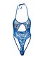baratos Lingerie Sexy-Mulheres Renda Sexy Super Sensual Roupa de Noite Bandagem Jacquard Azul Tamanho Único