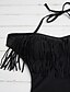 זול בגדי ים חלק אחד-בגדי ריקוד נשים בגדי ים מונוקיני בגד ים אחיד שחור צוואר הלטר בגדי ים מוצק צִיצִית