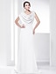 Χαμηλού Κόστους Βραδινά Φορέματα-Ίσια Γραμμή Κομψό Φόρεμα Επισκέπτης γάμου Επίσημο Βραδινό Ουρά Αμάνικο Λαιμός σέσουλα Σιφόν Ανοιχτή πλάτη με Που καλύπτει 2023