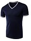 cheap Men&#039;s Tees &amp; Tank Tops-Men&#039;s Holiday T-shirt Color Block Short Sleeve Tops Cotton V Neck Black Dark Gray Navy Blue / Spring / Summer
