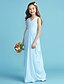 cheap Junior Bridesmaid Dresses-Princess Floor Length V Neck Chiffon Junior Bridesmaid Dresses&amp;Gowns With Sash / Ribbon Kids Wedding Guest Dress 4-16 Year