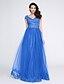 cheap Prom Dresses-A-Line Elegant Prom Formal Evening Dress V Neck Sleeveless Floor Length Tulle with Appliques 2022