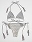 abordables Bikinis-Mujer Bañadores Bikini Traje de baño Color sólido Gris Triángulo Cuello halter Trajes de baño Boho