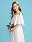 お買い得  ジュニア ブライドメイド ドレス-A-Line Floor Length Off Shoulder Chiffon Junior Bridesmaid Dresses&amp;Gowns With Pleats Kids Wedding Guest Dress 4-16 Year