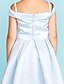billige Junior brudepikekjoler-Prinsesse Te-lengde Løse skuldre Sateng Junior brudepike kjoler og kjoler Med Plissert Gjestekjole for barn 4-16 år