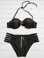 cheap Bikinis-Women&#039;s Bandeau Bikini Swimsuit Solid Colored Halter Neck Swimwear Bathing Suits Black / Padded Bras / Sexy