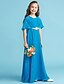 cheap Junior Bridesmaid Dresses-Sheath / Column Jewel Neck Floor Length Chiffon Junior Bridesmaid Dress with Pleats / Beading