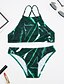 abordables Biquinis y Bañadores para Mujer-Mujer Bañadores Bikini Traje de baño Estampado Plantas Verde Cuello halter Trajes de baño Floral