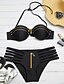 cheap Bikinis-Women&#039;s Bandeau Bikini Swimsuit Solid Colored Halter Neck Swimwear Bathing Suits Black / Padded Bras / Sexy