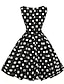 お買い得  レディースドレス-女性用 プラスサイズ Ａライン ドレス 水玉 ハイライズ ボートネック