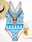 preiswerte Badekleidung für Damen-Damen Bademode Ein Stück Badeanzug Bedruckt Stammes Blau Neckholder Badeanzüge