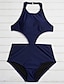 cheap One-piece swimsuits-Women&#039;s Swimwear One Piece Swimsuit Solid Colored Black Royal Blue Halter Neck Bathing Suits Solid