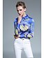 cheap Plus Size Tops-Women&#039;s Shirt Floral Shirt Collar Blue Work Print Clothing Apparel Sophisticated / Long Sleeve