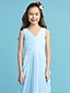 cheap Junior Bridesmaid Dresses-Princess Floor Length V Neck Chiffon Junior Bridesmaid Dresses&amp;Gowns With Sash / Ribbon Kids Wedding Guest Dress 4-16 Year