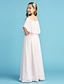 Χαμηλού Κόστους Φορέματα για παρανυφάκια-Γραμμή Α Μακρύ Ώμοι Έξω Σιφόν Junior Bridesmaid Dresses &amp; Gowns Με Πλισέ Παιδικό γαμήλιο φόρεμα καλεσμένων 4-16 ετών