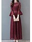 cheap Women&#039;s Dresses-Women&#039;s Swing Dress Maxi long Dress Black Purple Long Sleeve Solid Colored Lace Fall Spring Round Neck Sophisticated Flare Cuff Sleeve Regular Fit Flare Sleeve M L XL XXL 3XL 4XL 5XL / Cotton