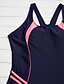 levne Bikini a plavky-Dámské Sportovní vzhled Barevné bloky Lodičkový Černá Jednodílné Plavky - Barevné bloky M L XL