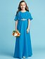 Χαμηλού Κόστους Φορέματα για παρανυφάκια-Ίσια Γραμμή Με Κόσμημα Μακρύ Σιφόν Φόρεμα Νεαρών Παρανύμφων με Πλισέ / Χάντρες