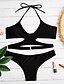 cheap Women&#039;s Lingerie-Women&#039;s Solid Bikini Swimsuit Solid Colored Bandeau Swimwear Bathing Suits Black